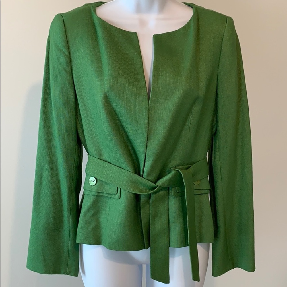 Zara Woman Vibrant Green Blazer With Belt